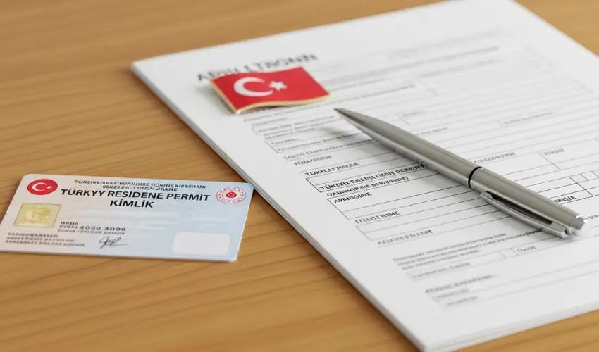 Turkey residence permit card (Kimlik) and legal visa application forms to prevent deportation.
