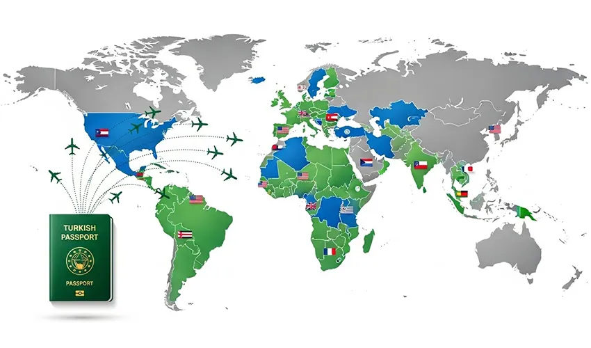 لیست کشورهای بدون ویزا با پاسپورت سبز ترکیه