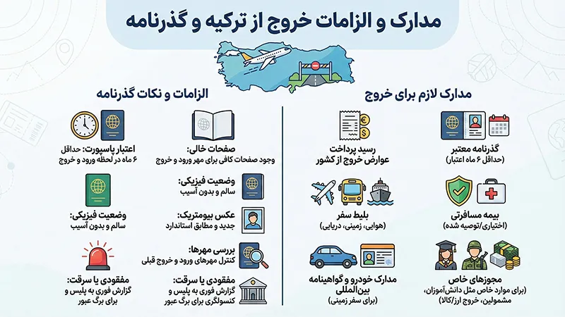 مدارک لازم برای خروج از ترکیه و الزامات گذرنامه