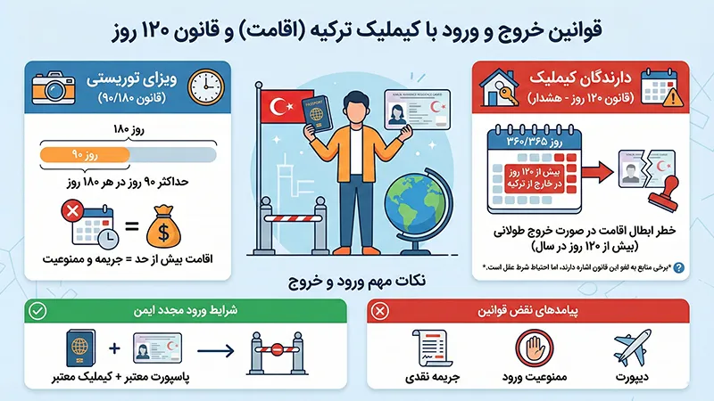 قوانین خروج برای دارندگان کیملیک (اقامت) و قانون ۱۲۰ روز